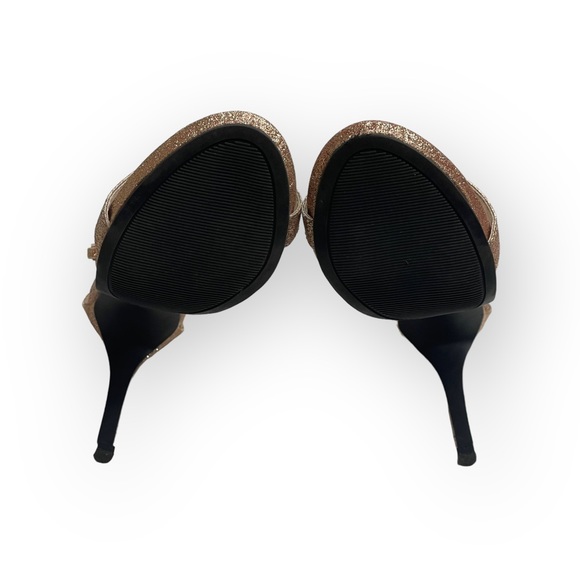 Steve Madden  Red Carpet Glittery Ankle Strap Stiletto Heel Sandals  Rose Gold - Picture 12 of 16